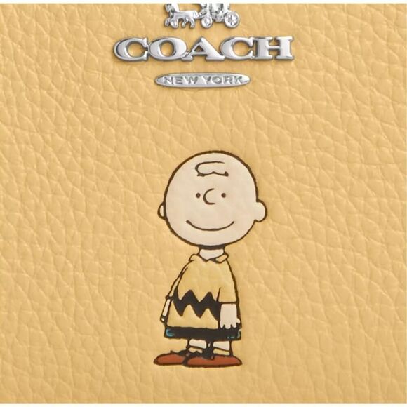 NWT Coach CBN90 X Peanuts Charlie Brown Snap Wallet Leather Hay Multi - Picture 8 of 8